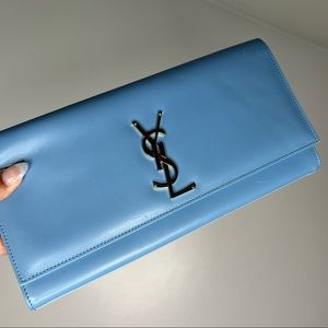 YSL Blue Leather Cassandra Clutch